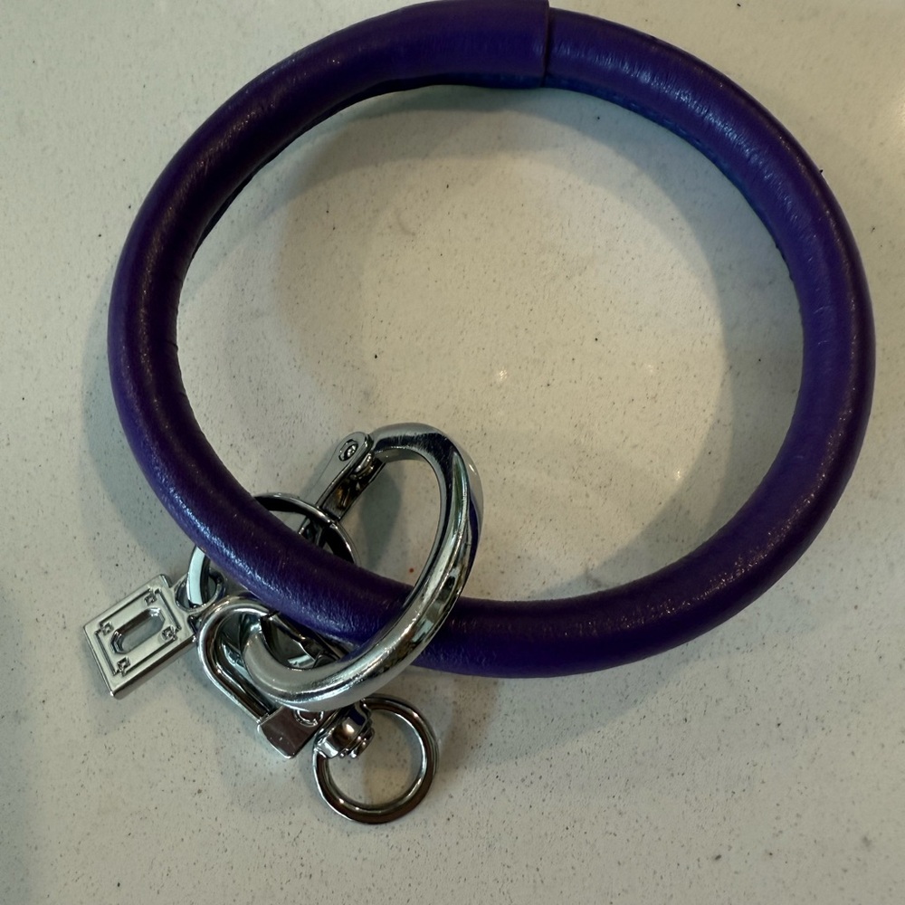Purple Leather Key Holder with Silver Details